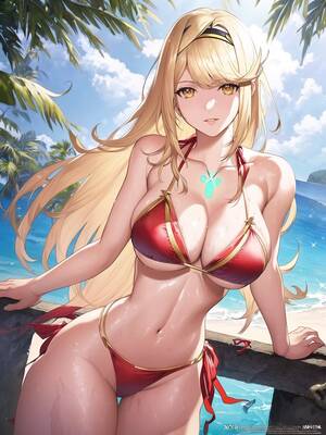 busty hentai bikini - Hentai Busty â€“ 1girl ai generated alluring big breasts bikini top blonde  hair core crystal â€“ Hentai Busty