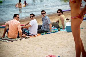 american reunion nudity beach - From left, Chris Klein, Jason Biggs, Eddie Kaye Thomas and Thomas Ian  Nicholas in the comedy â€œAmerican Reunion.â€ Credit Hopper Stone/Universal  Pictures