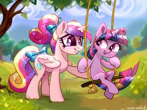 Mlp Cadence Filly Porn - 38673 - safe, artist:rrdartist, princess cadence (mlp), twilight sparkle ( mlp), alicorn, equine, fictional species, mammal, pony, unicorn, feral,  friendship is magic, hasbro, my little pony, 2020, bow, duo, duo female,  feathered wings,