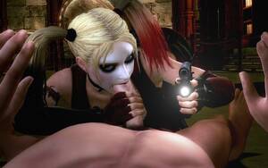 Harley Quinn Arkham City Porn - Harley Quinn from the movie game Batman Arkham city providing a dude a  fellatio while holding him up with a gun. â€“ Batman Hentai