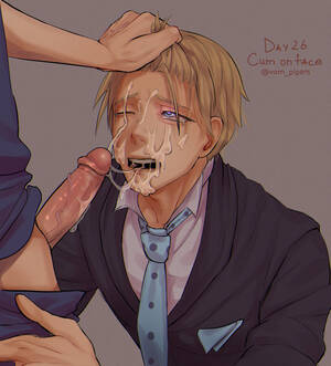 Blue Tie Blonde Facial Porn - Rule 34 - 2boys blonde hair blue eyes blue tie cum cum in mouth cum on face  erect penis erection facial gay grabbing hair hair grab hero outfit (mha)  hitoshi shinso human