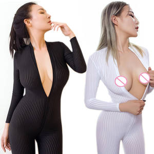 Male Bodystocking Porn - 2017 New Sexy Lingerie Hot Open Crotch Striped Sheer Bodystocking Bodysuit  Porn Underwear Babydoll Long Sleeves