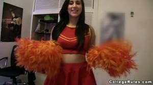 horny brunette college - Slutty brunette college cheerleader is a horny thing