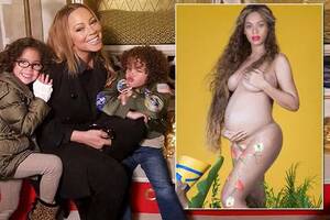 mariah carey pregnant belly nude - Mariah Carey tells pregnant pal BeyoncÃ© having twins is an \