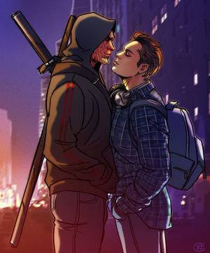 Deadpool Kissing Rogue X Mens Sexy - Marvel Universe - Wade Wilson x Peter Parker - Spideypool