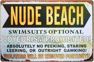 classic beach nude - Amazon.com: Nude Beach Swimsuits Optional Voyeurism Prohibited Metal Tin  Sign Vintage Plaque Home Wall Decor, 8x12 Inches : Home & Kitchen