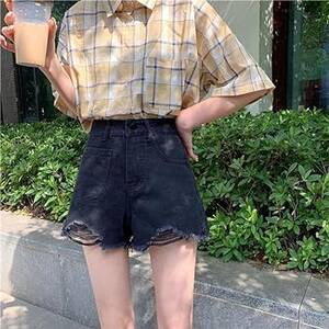 jeans shorts - NP Black Denim Shorts, Women's Summer Thin Exterior Wearing Waisted  Straight Tube Loose Porn Jeans at Amazon Women's Clothing store