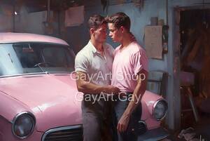 Gay Porn Car 1950s - 1950s Garage Gays Retro Vintage Gay Artwork Series Oil Painting Style  Reproductions on Canvas READY TO HANG - Etsy