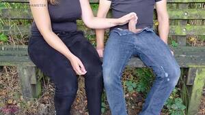 handjob himself - I give a guy a handjob on a bench, and make him cum all over his own  clothes! watch online