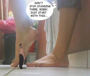 giantess feet captions - Start with the right foot by theborrowergts