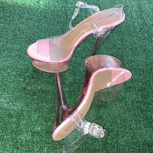 high heel shoes - POLE DANCER stripper porn star glamour model CLEAR BOTTOM HI HEEL SHOES S  4/37 | eBay