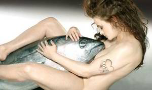 Helena Bonham Carter Porn Fakes - Helena Bonham Carter posing with a giant fish for a new campaign