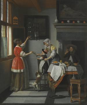 Dutch 17th Century Porn - Rotterdam, Delft, and Amsterdam - Pieter de Hooch Interior Child Feeding a  Parrot