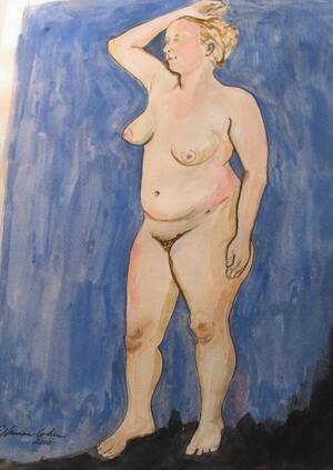 chubby nudist beach topless - A Chubby Nude Poster by Esther Newman-Cohen - Fine Art America