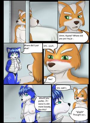 Furry Future Porn - e621 anthro blue_fur blue_hair canine clothing comic female fox fox_mccloud fur  future hair hi_res krystal male