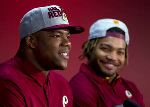 Hot In Cleveland Joy Porn - Washington Redskins first-round draft choice Da'Ron Payne, (left) speaks