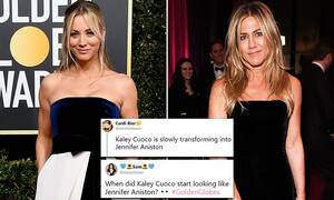 Kaley Cuoco Nude Sex Captions - People on Twitter think Kaley Cuoco looked like Jennifer Aniston at the  Golden Globes | Daily Mail Online