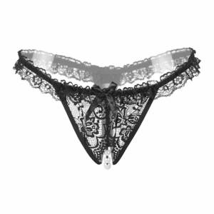 black thong undies - Sexy Woman Underwear Open Crotch Bowknot Lace Thong Porn Sex Babydoll  Lingerie Pearl Bead Briefs Costumes