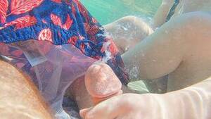 beach hand job cum shot - Risky beach handjob underwater cumshot with curvy redhead. | AREA51.PORN