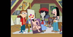 american style cartoon nudes - Meter Made Steve, Roger (disguised as a painter), Hayley, with the nude  painting