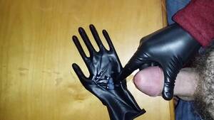 black latex cumshot - Cum and Black Latex Gloves - ThisVid.com