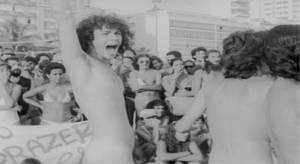 black porn artwork - Porn Art Movement (InterversÃ£o Performance, Ipanema Beach), 1982. 04:43,  black & white, sound, video. (Detail)