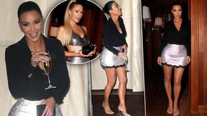 celebrity upskirt paris hilton - Kim Kardashian Rocks Mini Skirt At Party With Paris Hilton