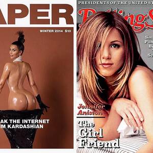 Jennifer Aniston Porn Captions - Jennifer Aniston shuns Kim Kardashian's nude shoot - says SHE had first  naked bum cover - Mirror Online