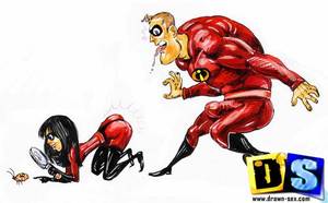 hardcore cartoon the incredibles - Elastigirl with pair of breasts got played with by curious MR Incredible  xxx The ...