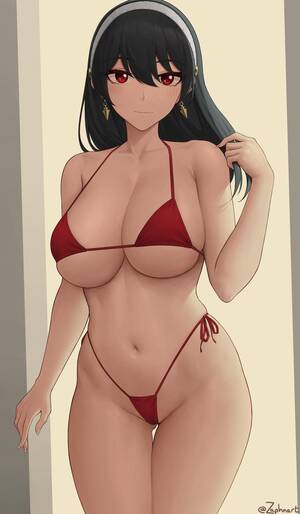 busty hentai bikini - Yor enjoying her new bikini