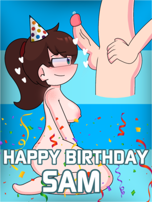 happy birthday blowjob - Rule 34 - about to do blowjob birthday birthday hat blue eyes brown hair  confetti dick on head female freckles freckles on shoulders hearts around  head kyle (wii deleted you) sam (wii