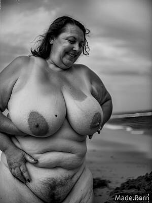 naked bbw on the beach - Porn image of beach voyeur bbw vintage nude big tits gigantic boobs created  by AI