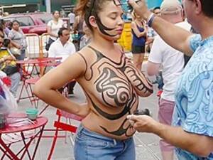 body painted naked beach party - Body painting on naked beach in Kiev - PornZog Free Porn Clips