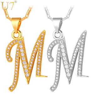 M&m Characters Porn - U7 Capital Initial M Letter Necklace For Women Silver/Gold Color Alphabet  Pendant & Chain