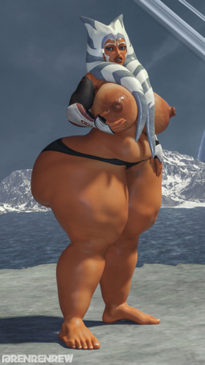 Ahsoka Tano Bbw Porn - Rule 34 - 1girls 3d ahsoka tano almost naked belly big feet big legs chubby  female female only giant ass holding breast huge ass hyper lifting breasts  looking at viewer medium breasts