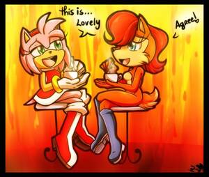 Amy Sally Acorn Porn - Sally Acorn and Amy Rose with tea (or coffee) art by: PhoenixSAlover :  r/SonicTheHedgehog