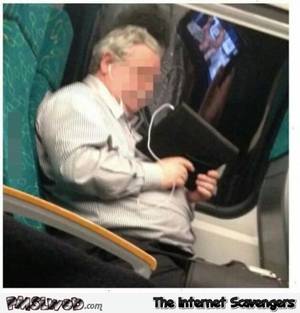 humor porn - Busted watching porn in the train humor