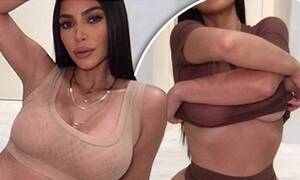 Kim Kardashian Tits Porn - Kim Kardashian shares racy photos of SKIMS underwear range | Daily Mail  Online