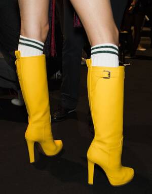 Cute Rain Porn - High heel rain boot action at Dsquared2. Photo: Mark Leibowitz | Heeled rain  boots, Rain boots, High heel rain boots