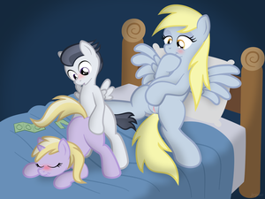 Derpy Clop Porn - 239508 - explicit, artist:jepso, derpy hooves, dinky hooves, rumble,  pegasus, pony, unicorn, g4, all fours, bed, bipedal, blushing, colt, colt  on filly, condom, doggy style, equestria's best mother, face down ass up,