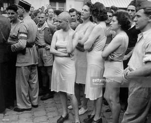 French Women Collaborators Punished Porn - A group of Frenchwomen, who had been accused of collaborating with the  Germans, stripped down to their underwear, some with heads shaved, as part  of their public humiliation. [1024 X 829] : r/HistoryPorn