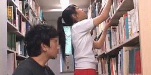 Cute Librarian Porn - Cute asian teen girl teased in the school library