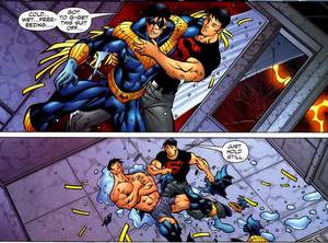 Gay Nightwing Porn - Nightwing asks Superboy to tear off his clothes. But, unfortunately it snot  as naughty as it sounds.