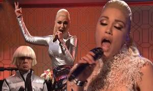 Gwen Stefani Hardcore Porn - Gwen Stefani nails hilarious SNL 'Space Pants' duet with host Peter  Dinklage. | Daily Mail Online