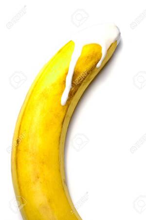 Banana Fruit Porn - Banana With White Icing On The End. Sex, Food Porn, Sexually On A White  Background Isolate. Copy Space Close Up Stock Photo, Picture and Royalty  Free Image. Image 139166893.