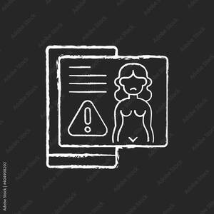 Explicit Porn Black And White Photography - Revenge porn chalk white icon on black background. Distribution of sexualy  explicit content. Publish naked photos of woman without consent. Internet  stalking. Isolated vector chalkboard illustration Stock Vector | Adobe Stock