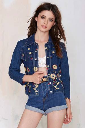 coat janica - Vintage Janica Embroidered Denim Jacket