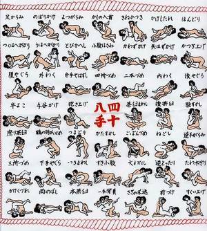 japanese sex techniques - In the middle it is written: å››åå…«æ‰‹ (48 arms-hands). These are the  illustrations of 48 Japanese sexual positions ...