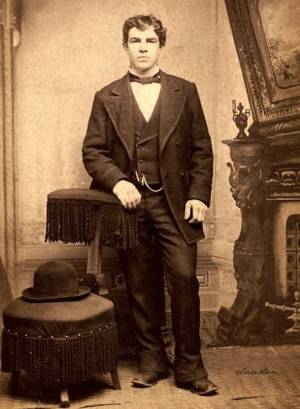 Fireplace Vintage Solo Porn - Carte de visite of unknown young man with bowler hat on stool, standing in  front of fireplace backdrop, ca Collection David Claudon, 2011