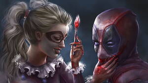 Deadpool And Harley Quinn Porn - HD wallpaper: Deadpool and Harley Quinn fan art, artwork, portrait,  headshot | Wallpaper Flare